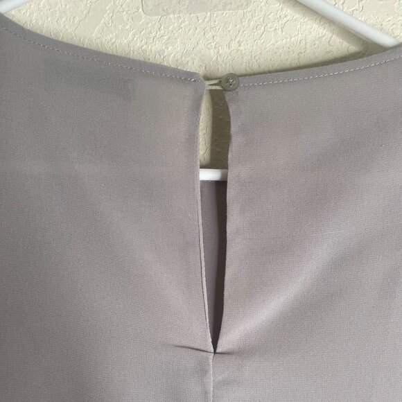 Sheilay‎ Sleeveless Midi A-Line Chiffon Dress XL Light Gray Lined Cocktail Event - Picture 4 of 7